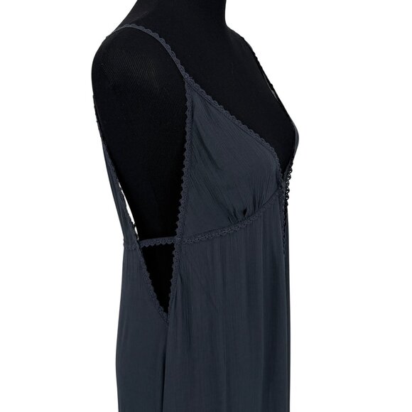 RARE Vtg NWT Free People Gray Lace Crochet Maxi Slip Dress | Whimsigoth Boho M - Picture 13 of 16